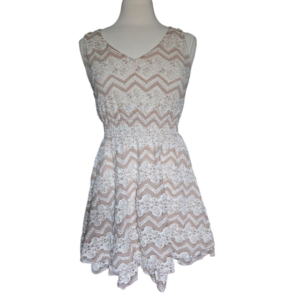 American Rag Tan Sleeveless Lacey Sundress - M